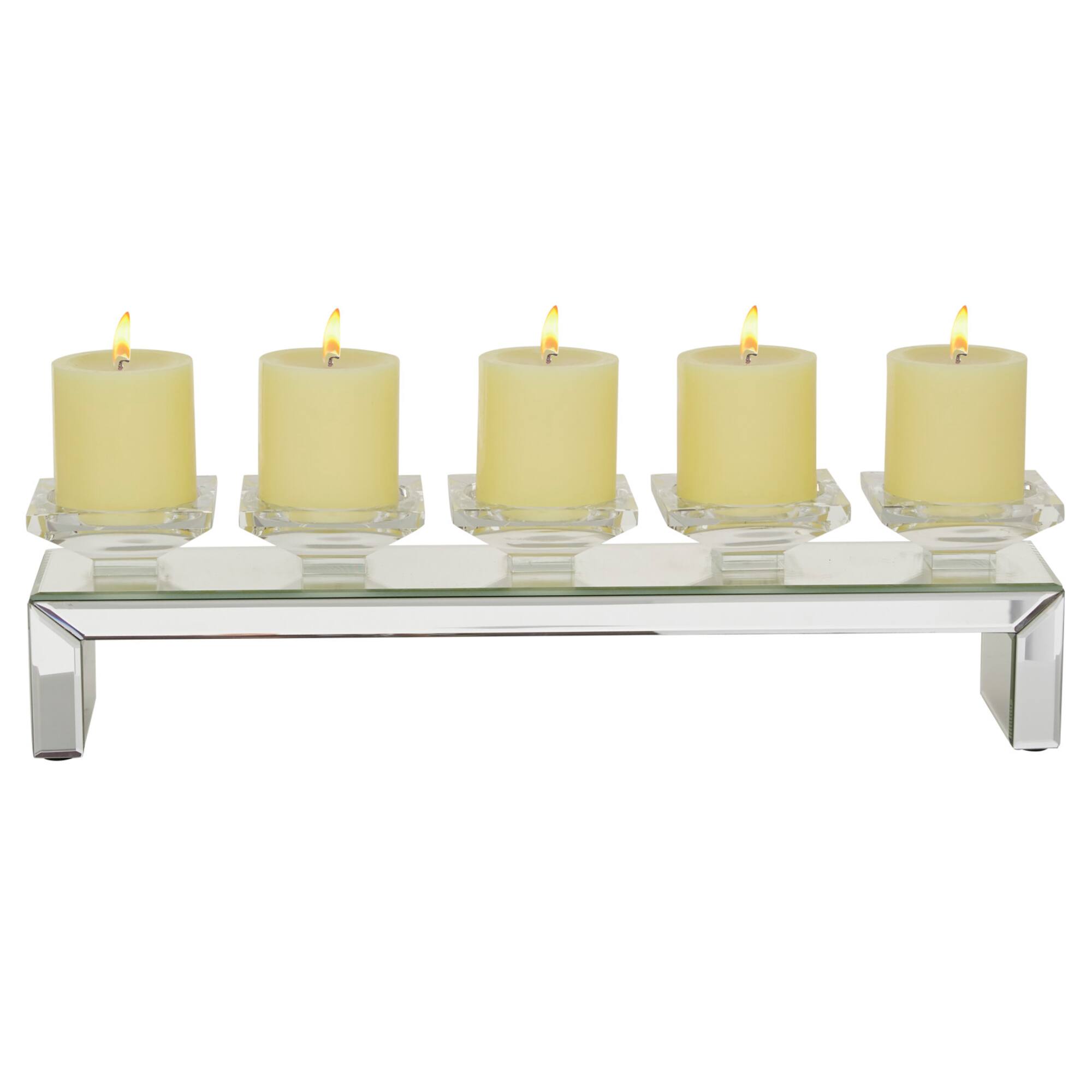 20" Clear Wood Glam Candlestick Holder